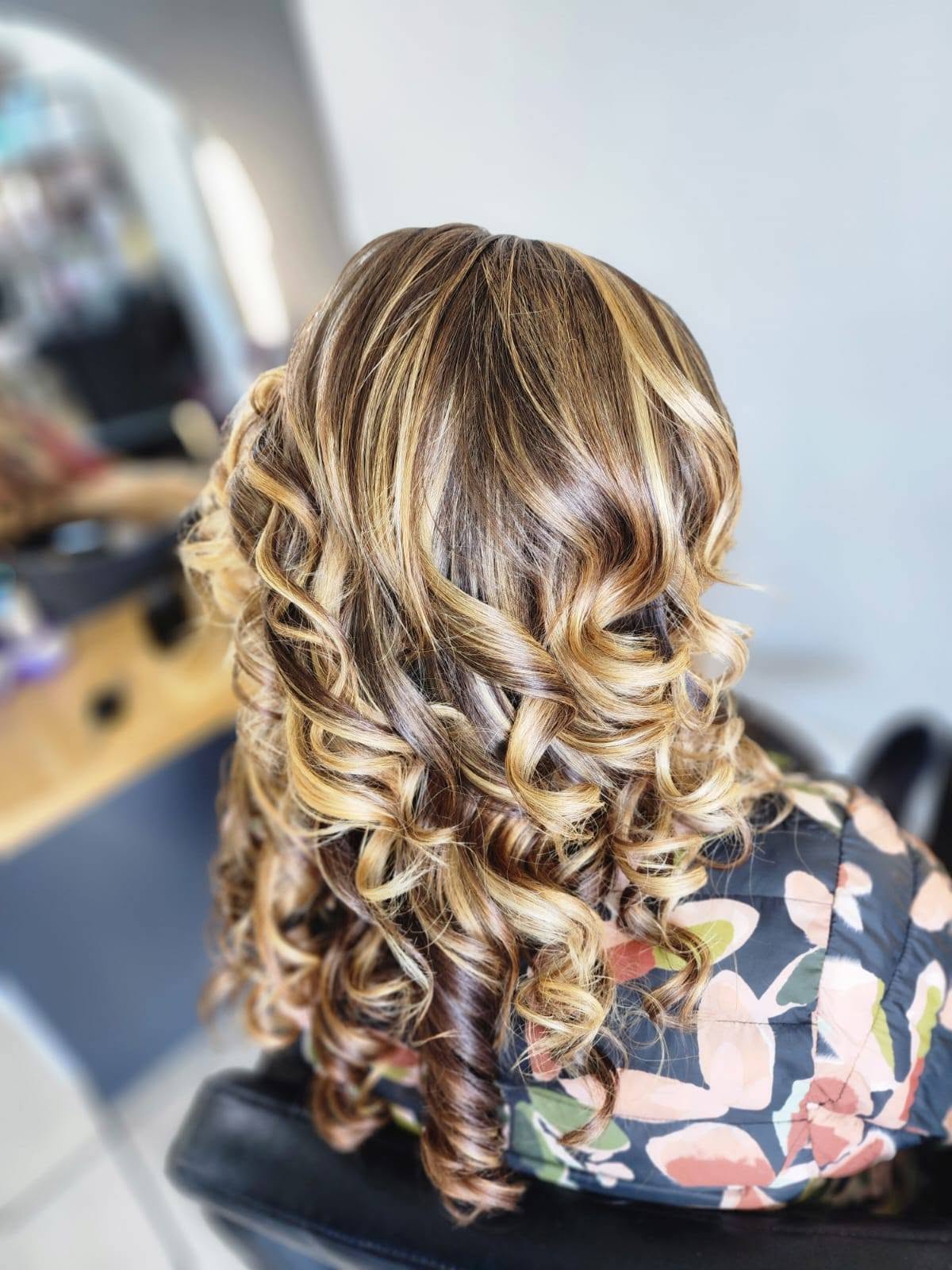 Blonde and caramel curls styled for an event — Belle Vee, George