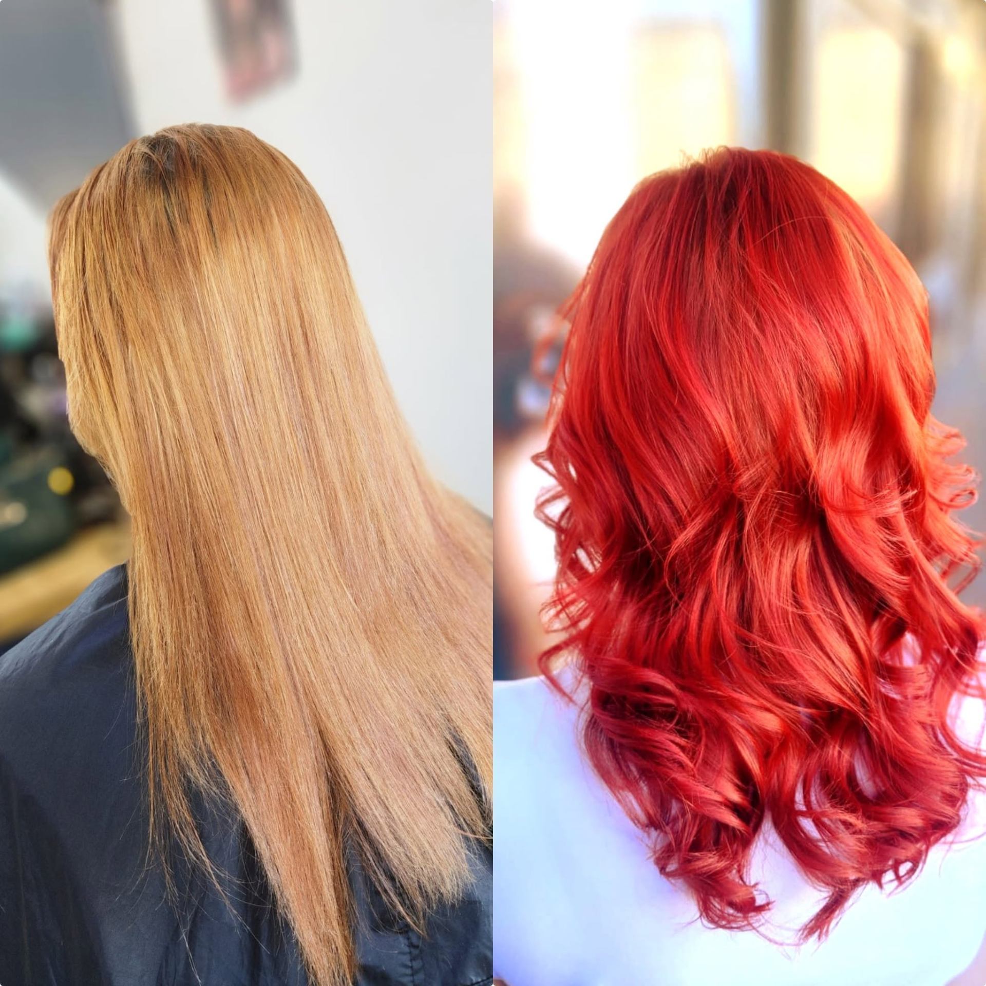 Before and after: blonde transformed to bright red curls — Belle Vee, George